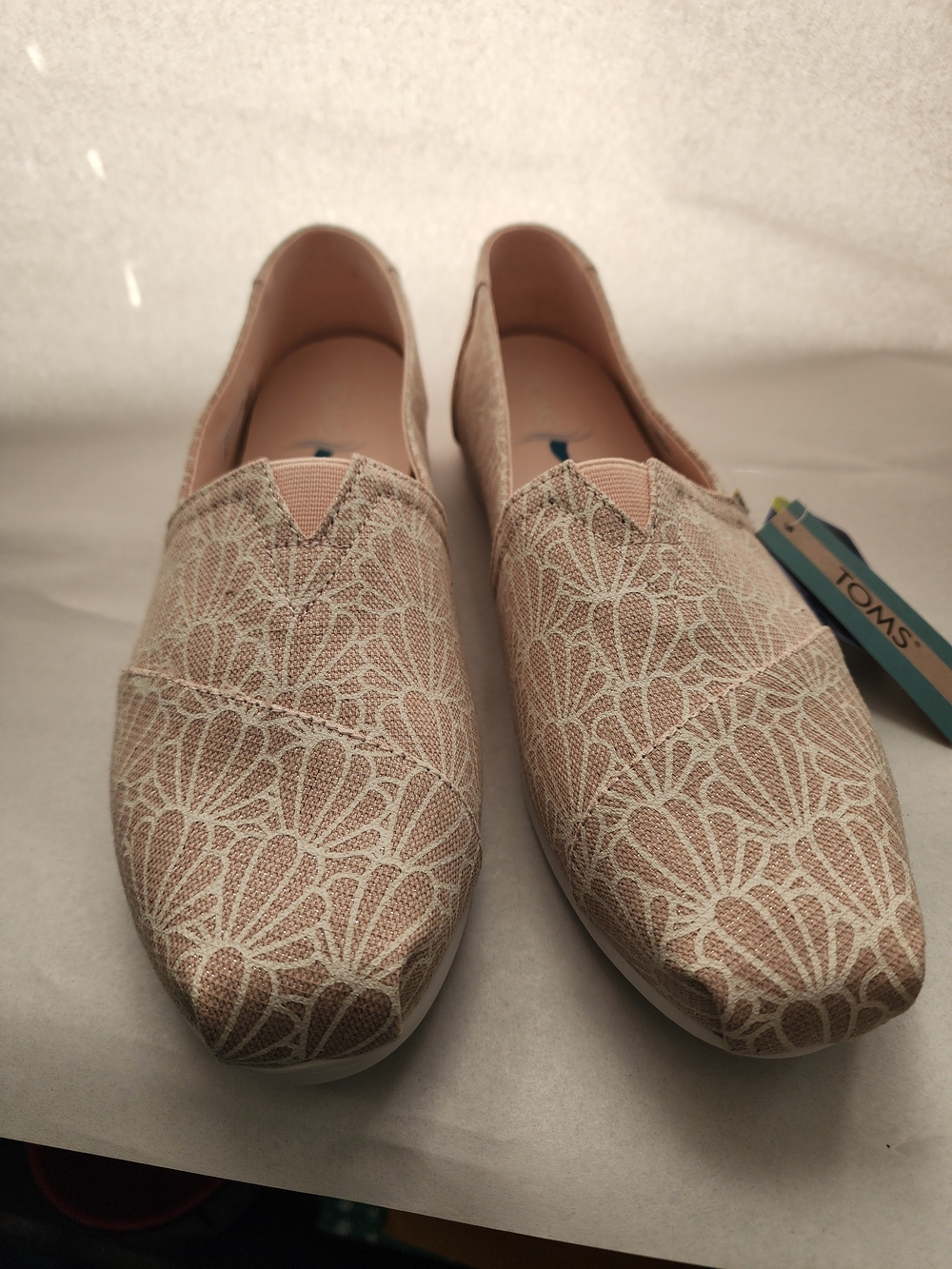 Toms Women's Blush Pink Lace-Overlay Slip-Ons NWT